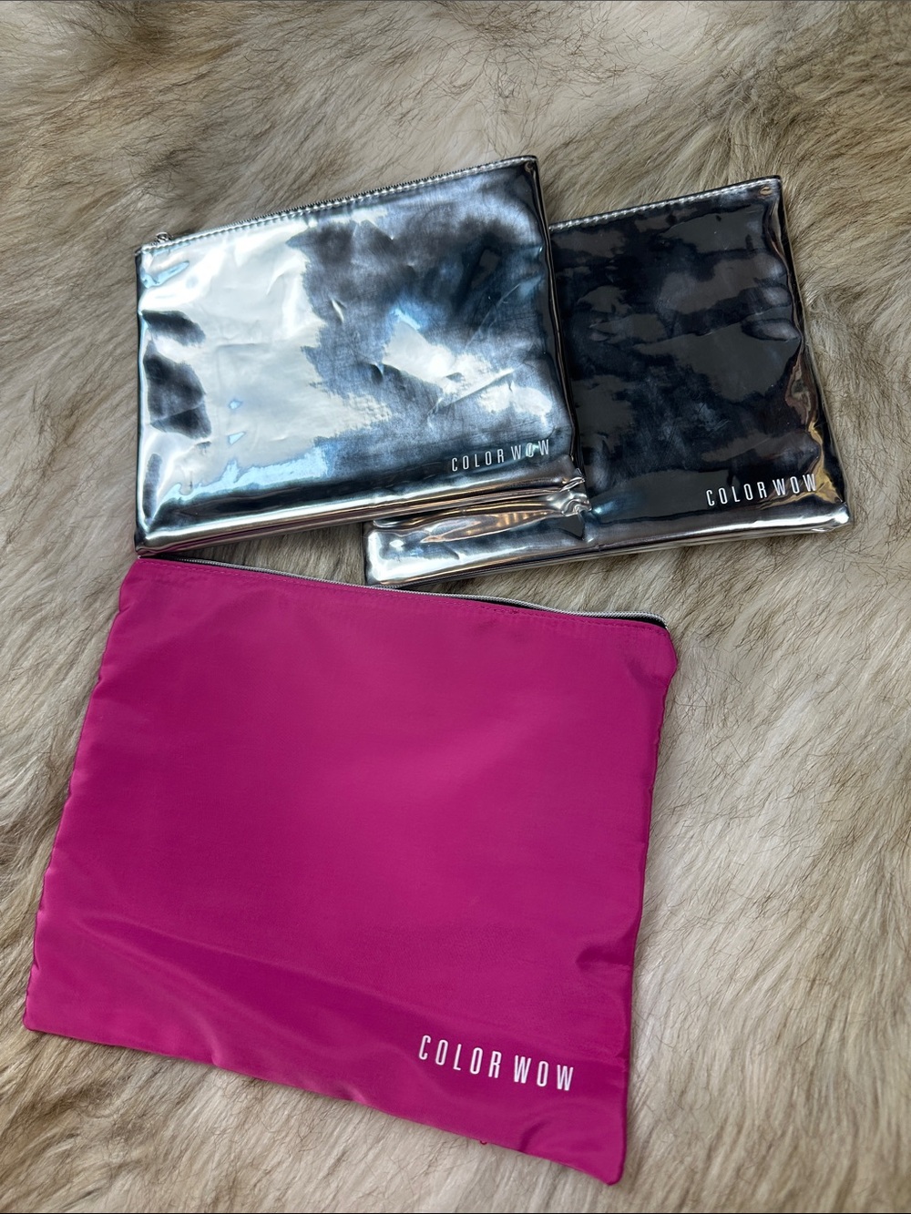 Color Wow Cosmetic Makeup Travel Bag Pouch Set of 3 NWOT